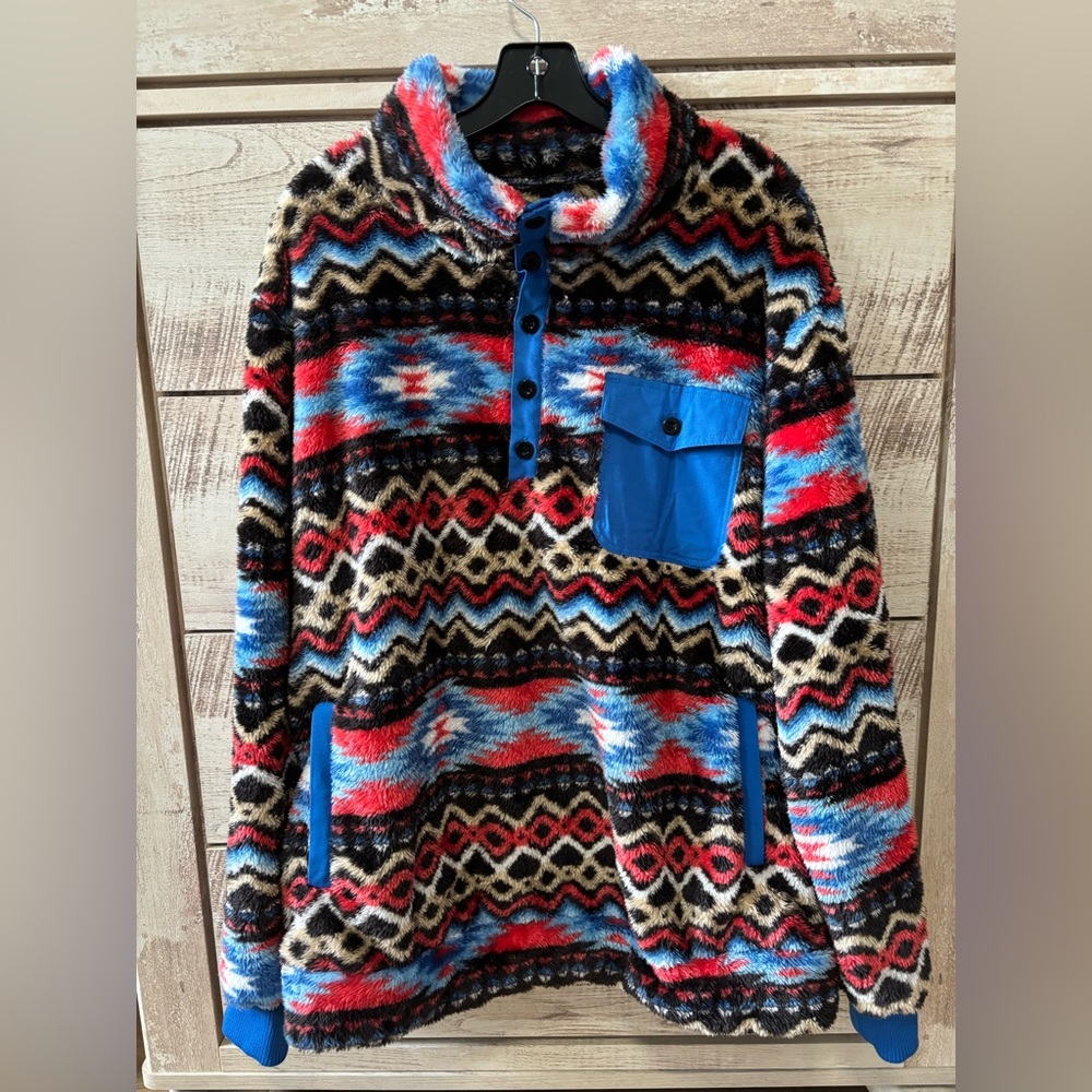 NWOT super soft 
Men’s multi color 1/4 button up with side pockets